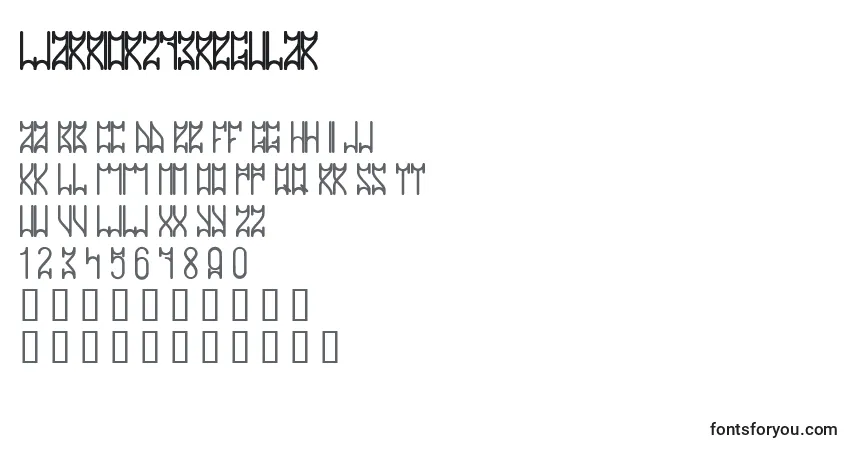 A fonte Warriorz73Regular – alfabeto, números, caracteres especiais