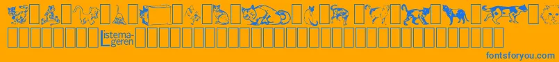 DingbatCats2 Font – Blue Fonts on Orange Background