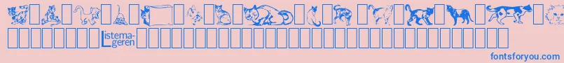 DingbatCats2-Schriftart – Blaue Schriften auf rosa Hintergrund