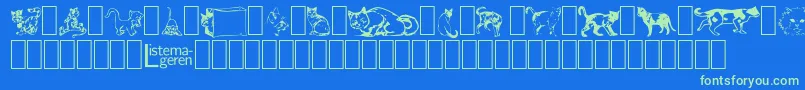 DingbatCats2 Font – Green Fonts on Blue Background