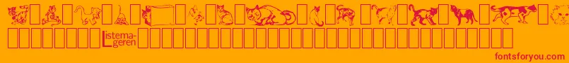 DingbatCats2-Schriftart – Rote Schriften auf orangefarbenem Hintergrund