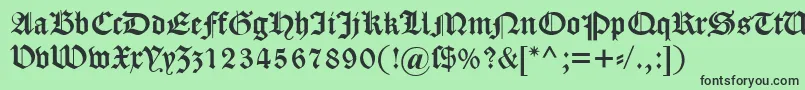 フォントDscaslongotisch – 緑の背景に黒い文字