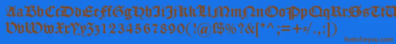 Dscaslongotisch Font – Brown Fonts on Blue Background