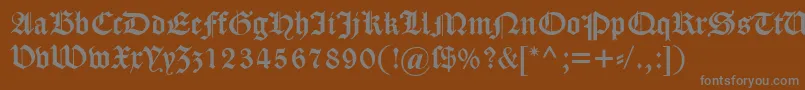 フォントDscaslongotisch – 茶色の背景に灰色の文字