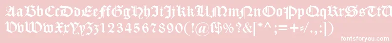 Dscaslongotisch-fontti – valkoiset fontit vaaleanpunaisella taustalla