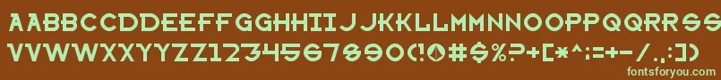 フォントSharonAppleNormal – 緑色の文字が茶色の背景にあります。