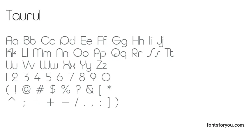 Taurul-fontti – aakkoset, numerot, erikoismerkit