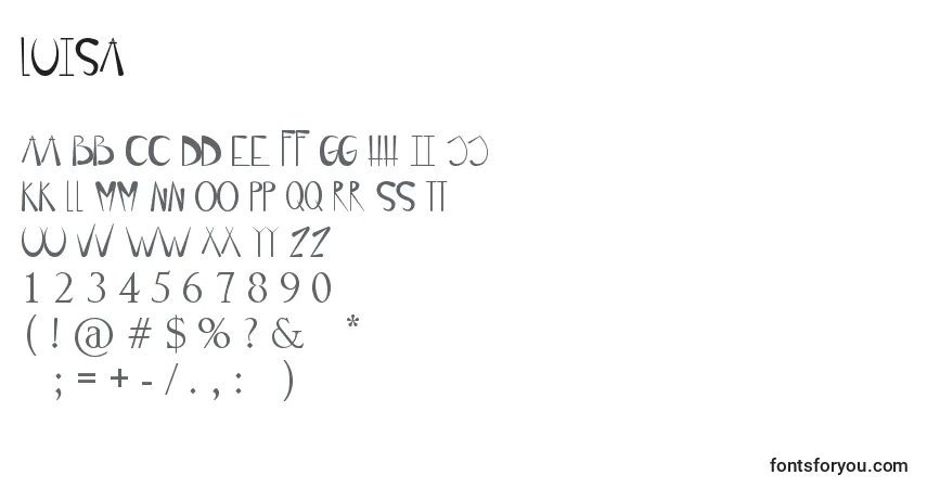 Czcionka Luisa – alfabet, cyfry, specjalne znaki