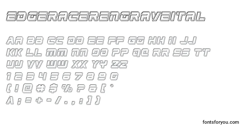 Edgeracerengraveital Font – alphabet, numbers, special characters