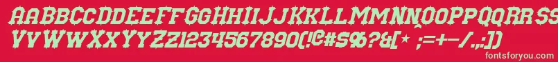 NuffleItalic-Schriftart – Grüne Schriften auf rotem Hintergrund