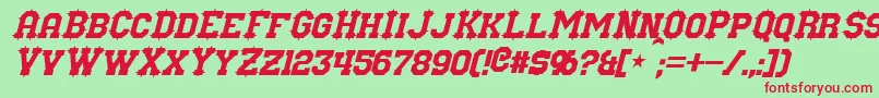 NuffleItalic Font – Red Fonts on Green Background