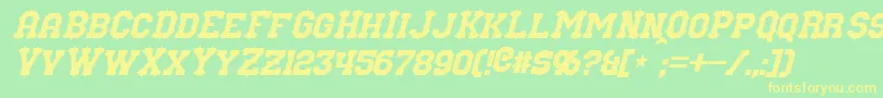 フォントNuffleItalic – 黄色の文字が緑の背景にあります