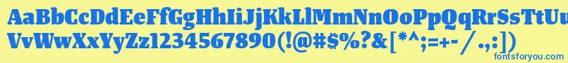 TangerserifnarrowHeavy Font – Blue Fonts on Yellow Background
