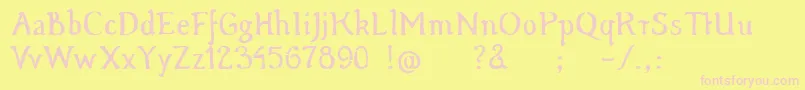 Więcej informacji o czcionce WindyWoodDemo Czcionka WindyWoodDemo – różowe czcionki na żółtym tle