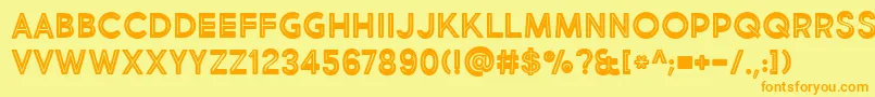 フォントBmdMarketFreshInlineBold – オレンジの文字が黄色の背景にあります。