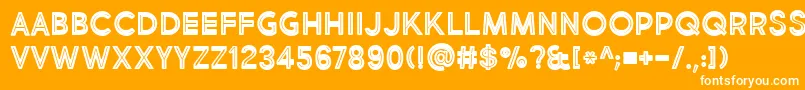 BmdMarketFreshInlineBold-Schriftart – Weiße Schriften auf orangefarbenem Hintergrund