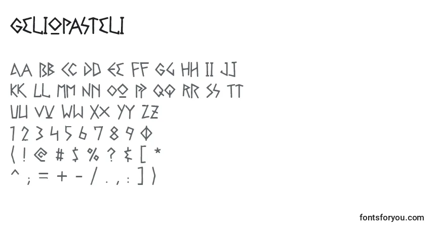 Schriftart GelioPasteli – Alphabet, Zahlen, spezielle Symbole
