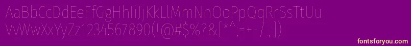 FirasanscondensedEight-Schriftart – Gelbe Schriften auf violettem Hintergrund