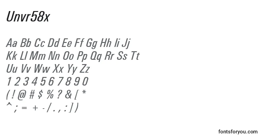 characters of unvr58x font, letter of unvr58x font, alphabet of  unvr58x font