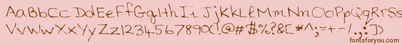 SaddleRegular-Schriftart – Braune Schriften auf rosa Hintergrund