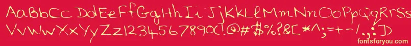 フォントSaddleRegular – 黄色の文字、赤い背景