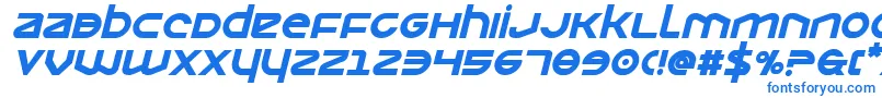 フォントOpilioboldital – 白い背景に青い文字