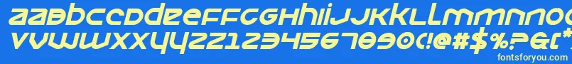 フォントOpilioboldital – 黄色の文字、青い背景