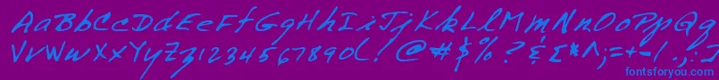 Lehn258-Schriftart – Blaue Schriften auf violettem Hintergrund