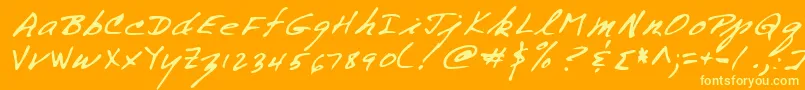 Lehn258-Schriftart – Gelbe Schriften auf orangefarbenem Hintergrund