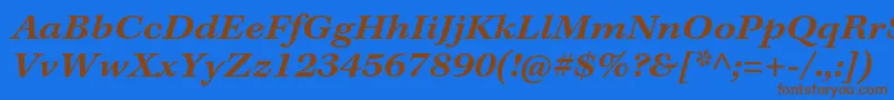 フォントKeplerstdSemiboldextitcapt – 茶色の文字が青い背景にあります。