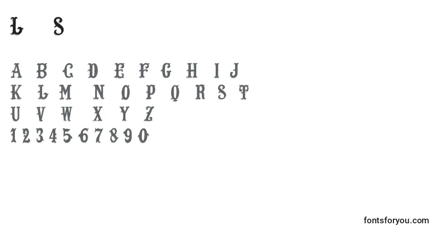 A fonte LostSaloon – alfabeto, números, caracteres especiais