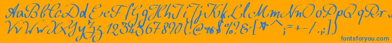WolgastScript Font – Blue Fonts on Orange Background