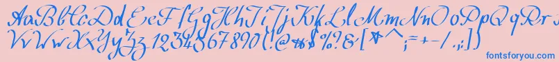 WolgastScript Font – Blue Fonts on Pink Background