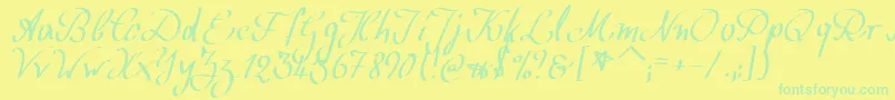 Weitere Informationen zur WolgastScript-Schriftart WolgastScript-Schriftart – Grüne Schriften auf gelbem Hintergrund