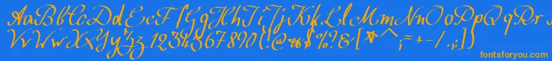 WolgastScript Font – Orange Fonts on Blue Background
