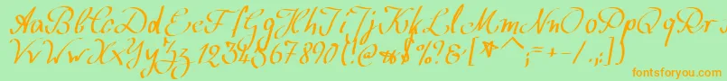 WolgastScript Font – Orange Fonts on Green Background