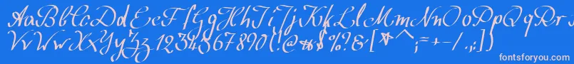 フォントWolgastScript – ピンクの文字、青い背景