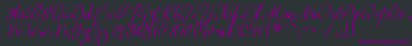 Czcionka WolgastScript – fioletowe czcionki na czarnym tle
