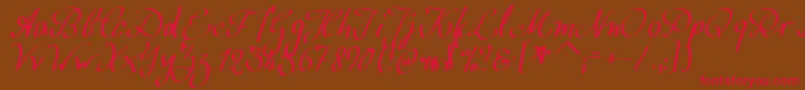 WolgastScript-Schriftart – Rote Schriften auf braunem Hintergrund