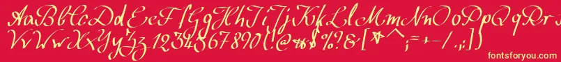 WolgastScript Font – Yellow Fonts on Red Background