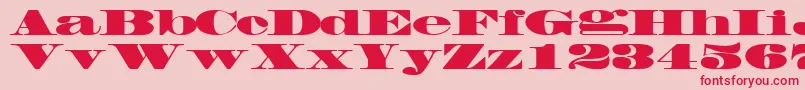 Fonte FacadesskRegular – fontes vermelhas em um fundo rosa