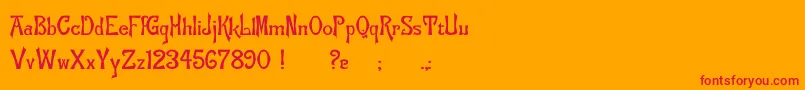 Flemish-Schriftart – Rote Schriften auf orangefarbenem Hintergrund