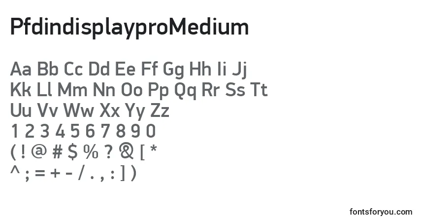 Schriftart PfdindisplayproMedium – Alphabet, Zahlen, spezielle Symbole