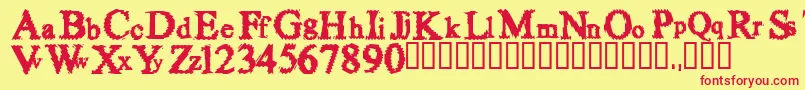 Fuzzysock-fontti – punaiset fontit keltaisella taustalla