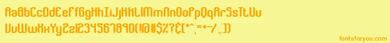 フォントGatherBrk – オレンジの文字が黄色の背景にあります。