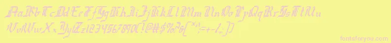 Redcoatci-Schriftart – Rosa Schriften auf gelbem Hintergrund