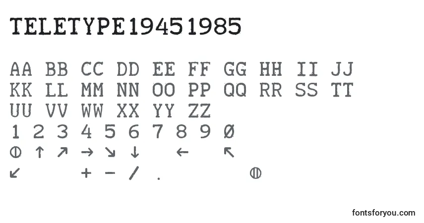Schriftart Teletype19451985 – Alphabet, Zahlen, spezielle Symbole