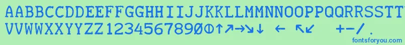 フォントTeletype19451985 – 青い文字は緑の背景です。