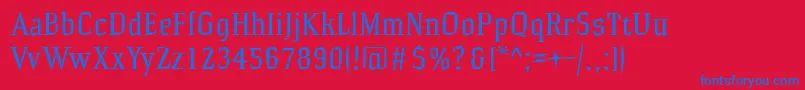 フォントHammrg – 赤い背景に青い文字