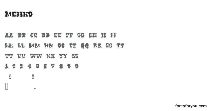Шрифт Mejiko – алфавит, цифры, специальные символы
